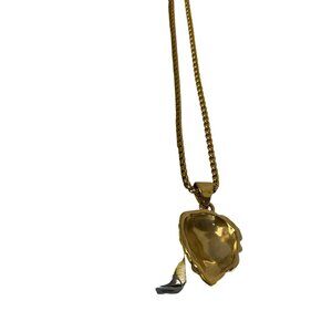 Gold-Tone Chain Necklace With Large Pendant & Lobster Clasp